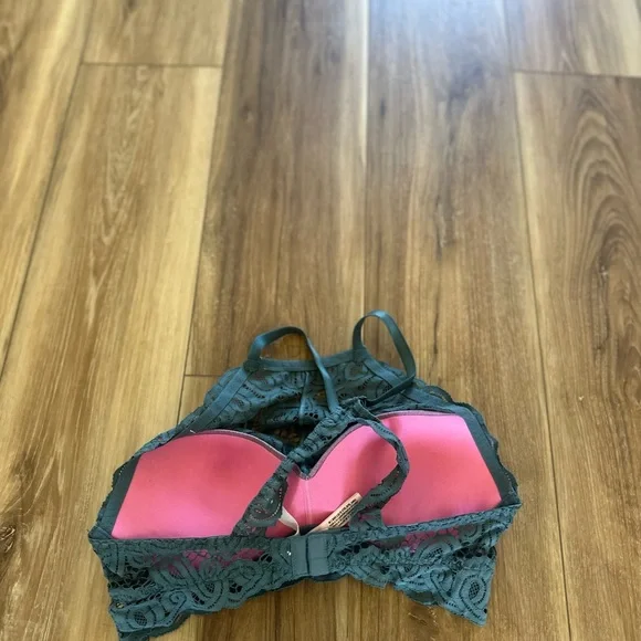 PINK Victoria Secret women’s Teal Lace Halter push up Bralette size medium - Picture 4 of 5